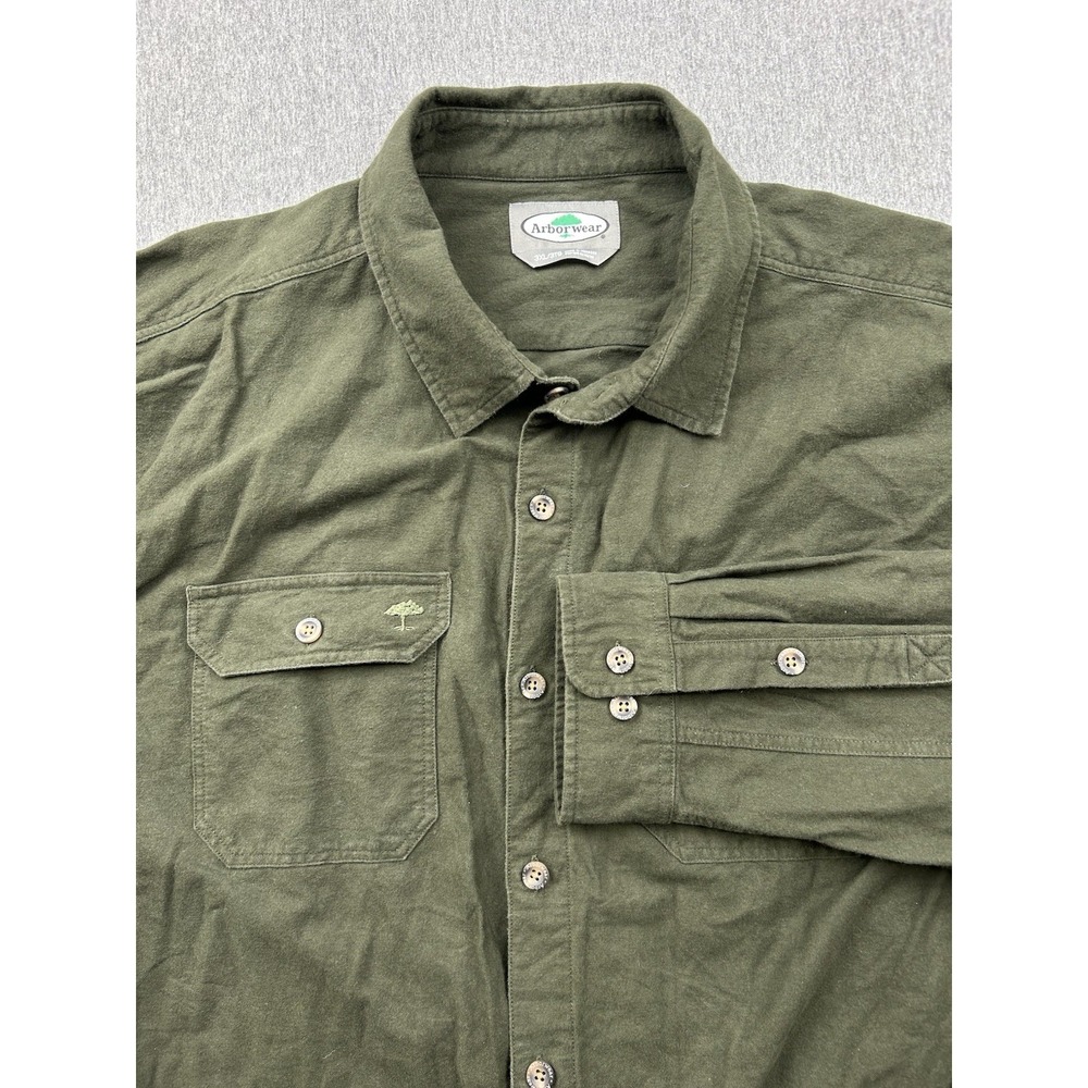 Arborwear Flannel Shirt Men 3XL Green Long Sleeve Button Up Collared Work‎